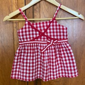 Nannette Red Buffalo Checked Plaid Spaghetti Strap Summer Cotton Top Toddler S5